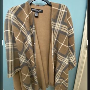 London Fog Tan and Gray Plaid Wrap